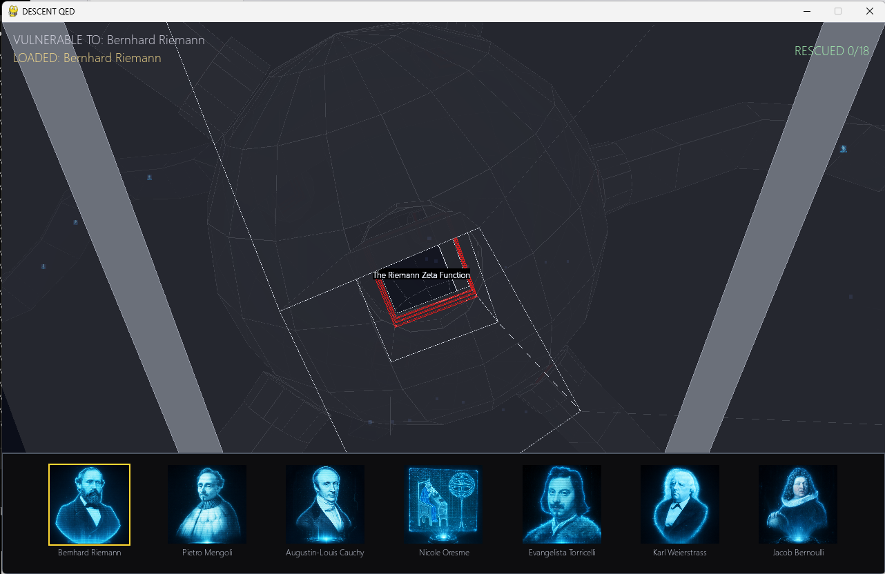 Descent QED — robot lock-on and hologram